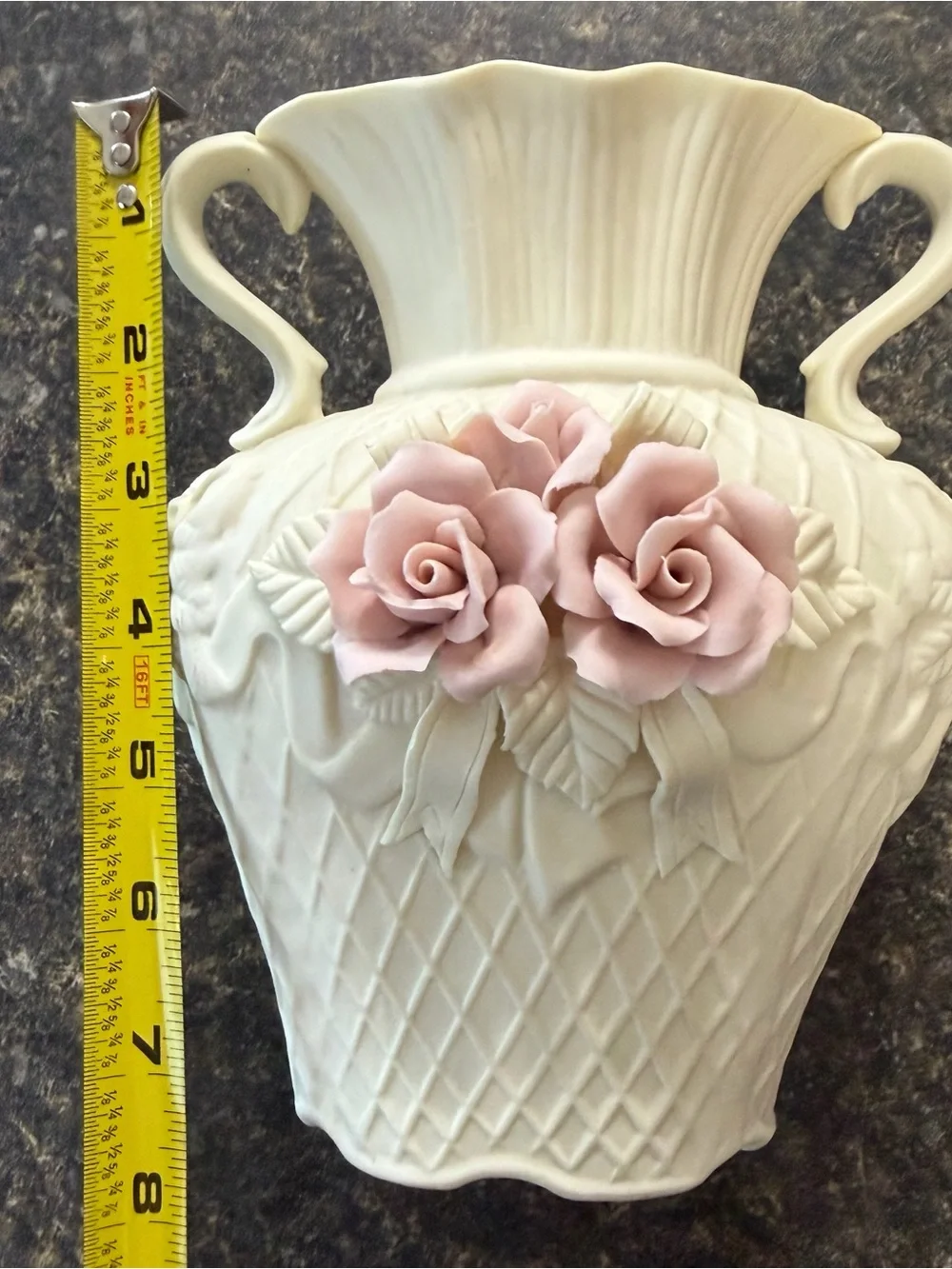Pair of Cream White Victorian BISQUE PORCELAIN Vases